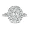 Thumbnail Image 4 of Previously Owned - 1 CT. T.W. Diamond Layered Oval Frame Engagement Ring in 10K White Gold