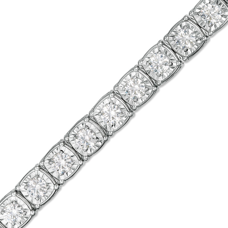 Previously Owned - 10 CT. T.W. Diamond Square Tennis Bracelet in 10K White Gold