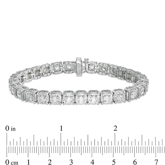 Previously Owned - 10 CT. T.w. Diamond Square Tennis Bracelet in 10K White Gold