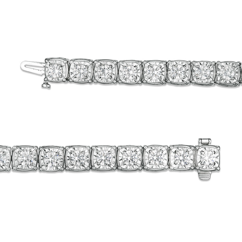 Previously Owned - 10 CT. T.W. Diamond Square Tennis Bracelet in 10K White Gold