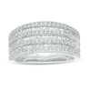 Thumbnail Image 1 of Previously Owned - 1/2 CT. T.W. Baguette and Round Diamond Alternating Multi-Row Ring in 10K White Gold