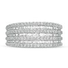 Thumbnail Image 4 of Previously Owned - 1/2 CT. T.W. Baguette and Round Diamond Alternating Multi-Row Ring in 10K White Gold