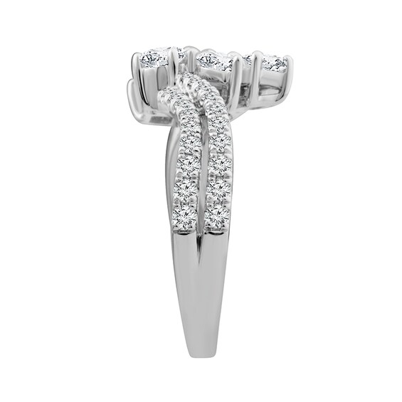 Previously Owned - Everything You Are™ 1-1/2 CT. T.w. Multi-Shape Diamond Scatter Bypass Ring in 10K White Gold
