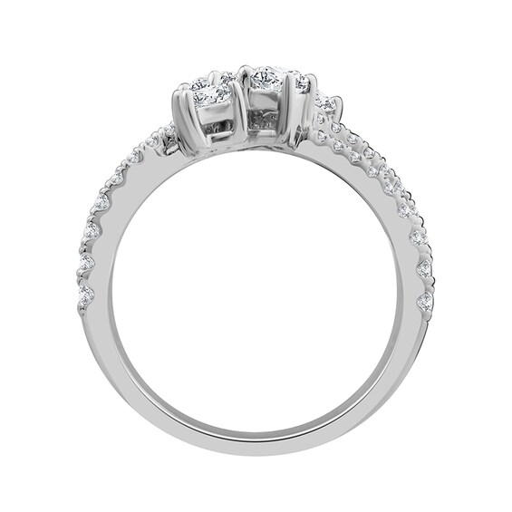 Previously Owned - Everything You Are™ 1-1/2 CT. T.w. Multi-Shape Diamond Scatter Bypass Ring in 10K White Gold