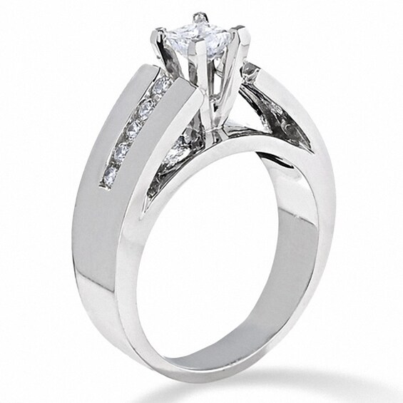 Previously Owned - 3/4 CT. T.w. Princess-Cut Diamond Solitaire Wide Band in 14K White Gold