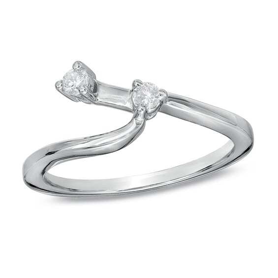Previously Owned - 1/2 CT. T.w. Diamond Three Stone Swirl Bridal Set in 14K White Gold