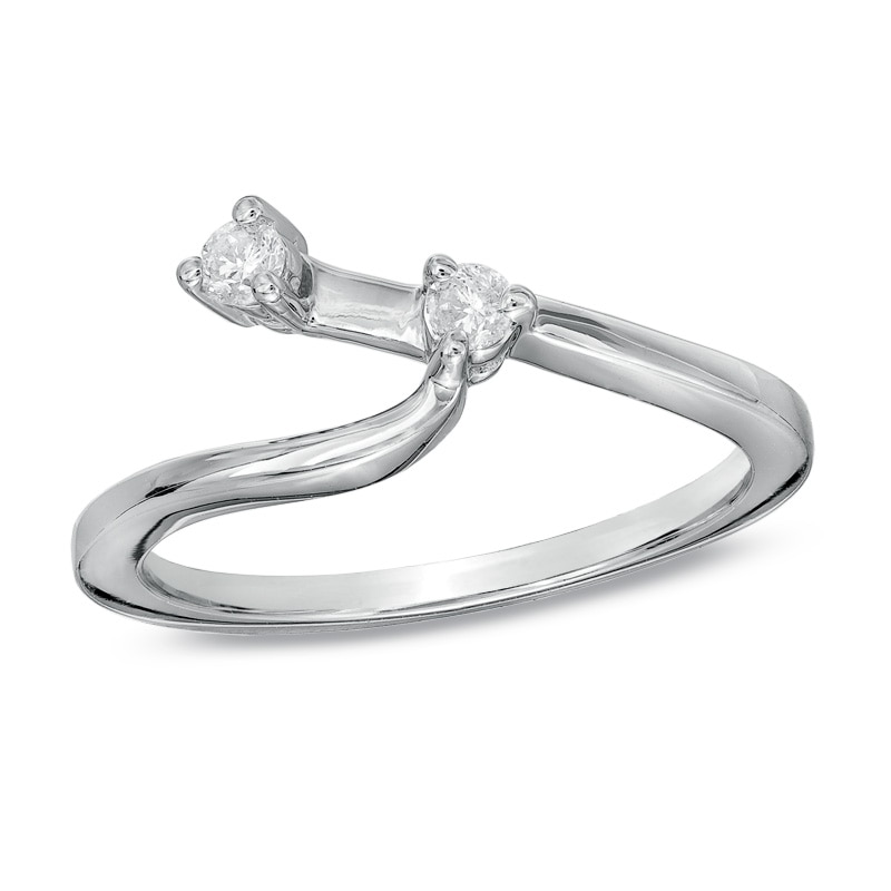 Main Image 4 of Previously Owned - 1/2 CT. T.W. Diamond Three Stone Swirl Bridal Set in 14K White Gold