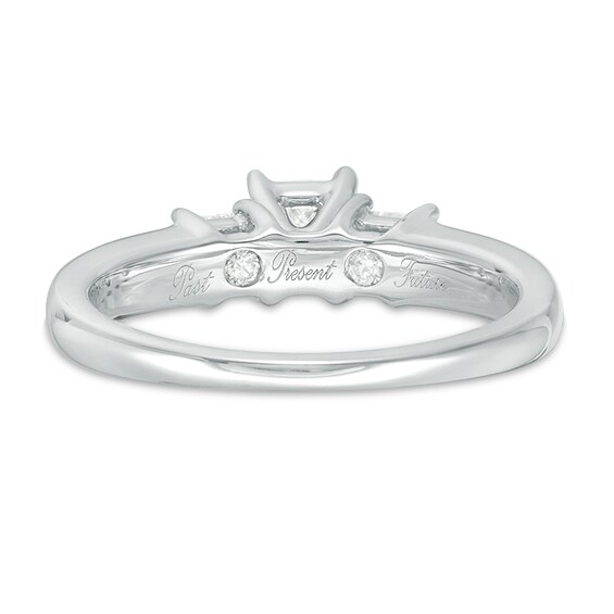 Previously Owned - 1-1/2 CT. T.w. Princess-Cut Diamond Three Stone Bridal Set in 14K White Gold
