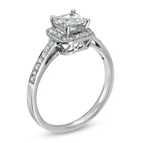 Previously Owned - 3/4 CT. T.w. Princess-Cut Diamond Framed Engagement Ring in 14K White Gold