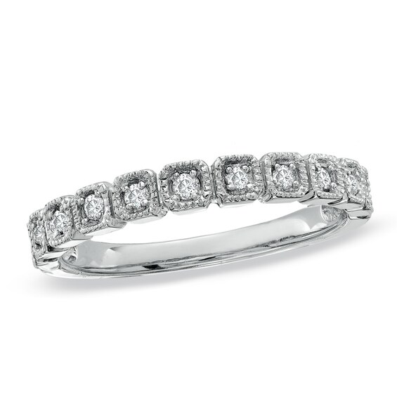 Previously Owned - 1/6 CT. T.w. Diamond Box Wedding Band in 14K White Gold