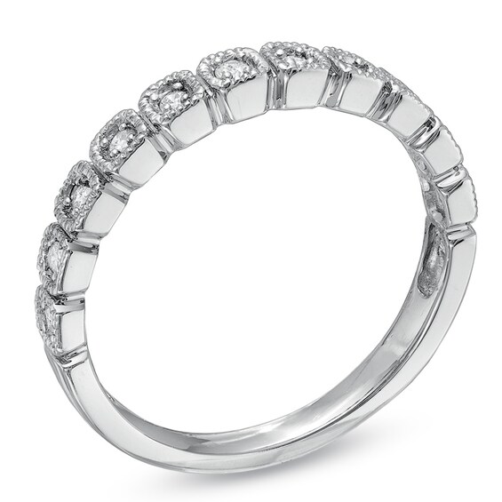 Previously Owned - 1/6 CT. T.w. Diamond Box Wedding Band in 14K White Gold