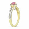 Thumbnail Image 2 of Previously Owned - 3/4 CT. T.W. Enhanced Pink and White Diamond Two Row Engagement Ring in 14K Gold