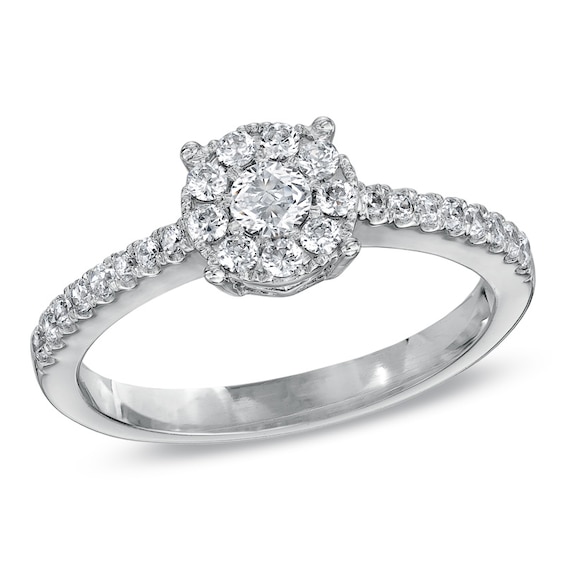 Previously Owned - 1/2 CT. T.w. Diamond Composite Engagement Ring in 10K White Gold
