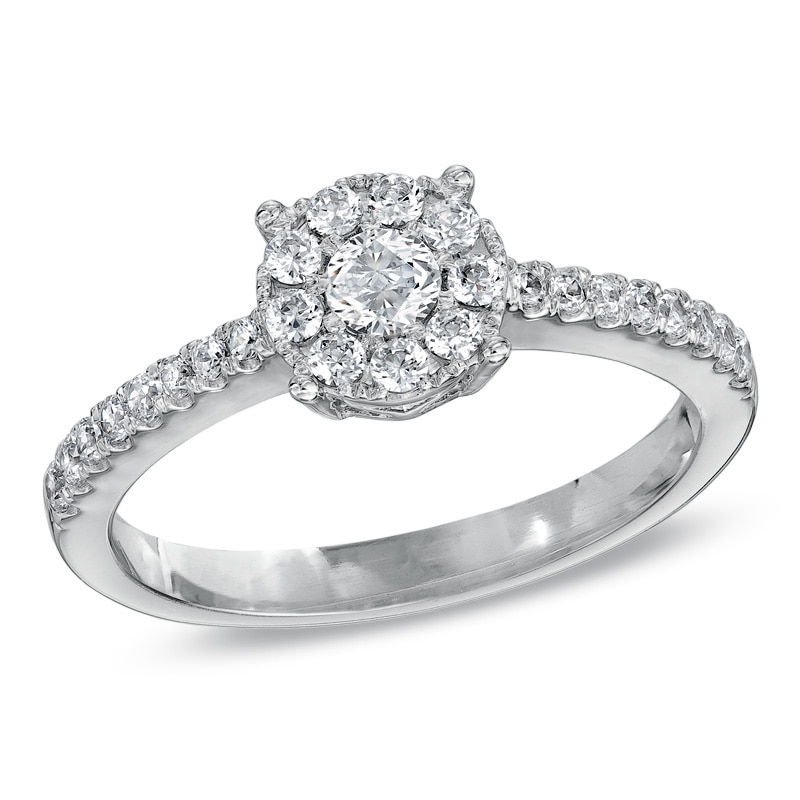 Main Image 1 of Previously Owned - 1/2 CT. T.W. Diamond Composite Engagement Ring in 10K White Gold