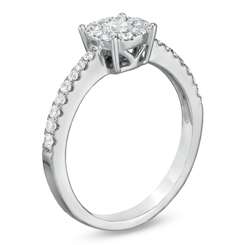 Main Image 2 of Previously Owned - 1/2 CT. T.W. Diamond Composite Engagement Ring in 10K White Gold
