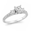 Thumbnail Image 1 of Previously Owned - 1 CT. T.W. Princess-Cut Diamond Three Stone Engagement Ring in 14K White Gold (I/SI2)