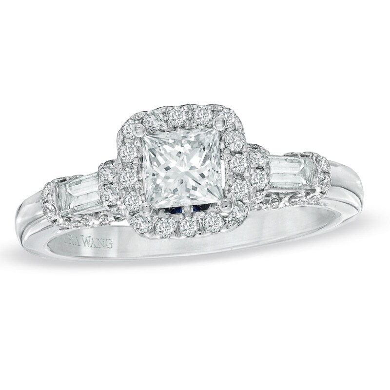 Main Image 1 of Previously Owned Vera Wang Love Collection 1 CT. T.W. Princess-Cut Diamond Frame Engagement Ring in 14K White Gold