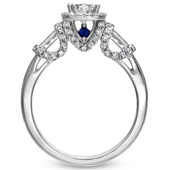 Previously Owned Vera Wang Love Collection 1 CT. T.w. Princess-Cut Diamond Frame Engagement Ring in 14K White Gold