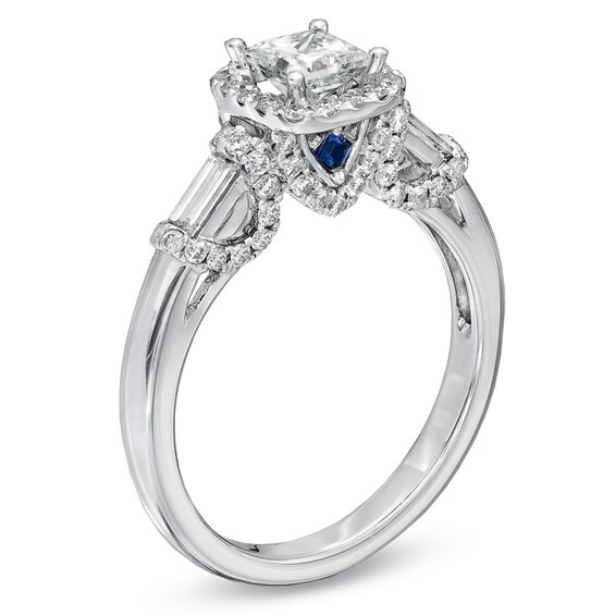 Previously Owned Vera Wang Love Collection 1 CT. T.w. Princess-Cut Diamond Frame Engagement Ring in 14K White Gold