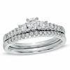 Thumbnail Image 1 of Previously Owned - 5/8 CT. T.W. Diamond Three Stone Bridal Set in 14K White Gold