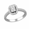 Thumbnail Image 1 of Previously Owned - 1/2 CT. T.W. Multi-Diamond Rectangle Frame Engagement Ring in 10K White Gold