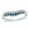 Thumbnail Image 1 of Previously Owned - 3/8 CT. T.W. Blue and White Diamond Double Row Contour Band in 14K White Gold