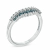 Thumbnail Image 2 of Previously Owned - 3/8 CT. T.W. Blue and White Diamond Double Row Contour Band in 14K White Gold