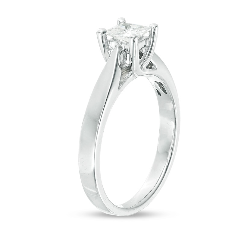 Main Image 3 of Previously Owned - Celebration Ideal 1/2 CT. Princess-Cut Diamond Solitaire Engagement Ring in 14K White Gold (I/I1)