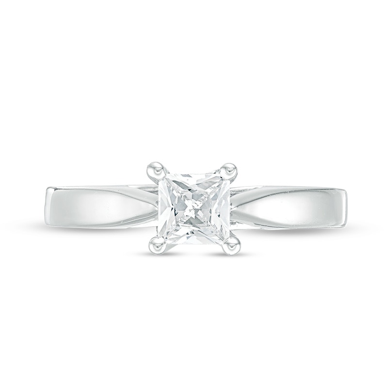 Main Image 4 of Previously Owned - Celebration Ideal 1/2 CT. Princess-Cut Diamond Solitaire Engagement Ring in 14K White Gold (I/I1)