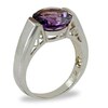 Thumbnail Image 2 of Previously Owned - 10.0mm Amethyst Half-Bezel Set Ring in Sterling Silver
