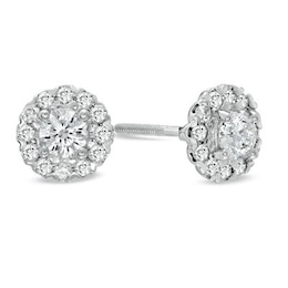 Previously Owned - Celebration Lux® 5/8 CT. T.W. Diamond Frame Earrings in 14K White Gold (I/SI2)