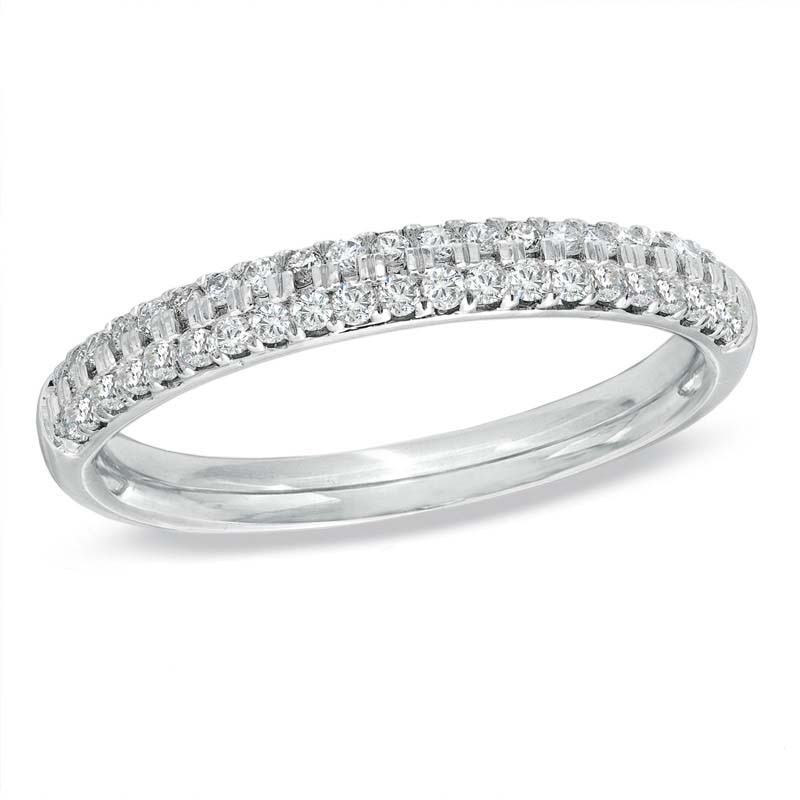 Main Image 1 of Previously Owned - Vera Wang Love Collection 3/8 CT. T.W. Diamond Two Row Anniversary Band in 14K White Gold