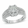Thumbnail Image 1 of Previously Owned - 1 CT. T.W. Composite Emerald-Cut Diamond Multi-Row Engagement Ring in 14K White Gold