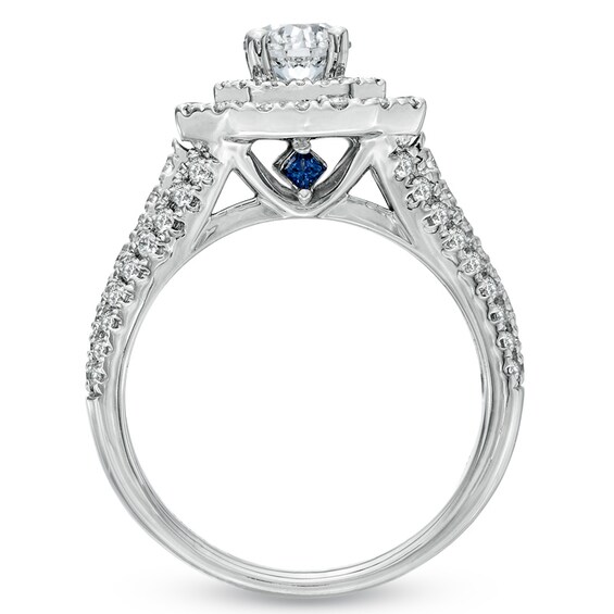 Previously Owned - Vera Wang Love Collection 1-1/2 CT. T.w. Diamond Double Frame Engagement Ring in 14K White Gold