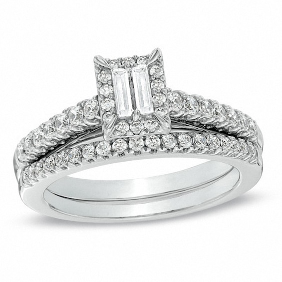 Previously Owned - 5/8 CT. T.w. Baguette Diamond Bridal Set in 14K White Gold