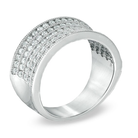 Previously Owned - 1 CT. T.w. Diamond Five Row Concave Anniversary Band in 14K White Gold