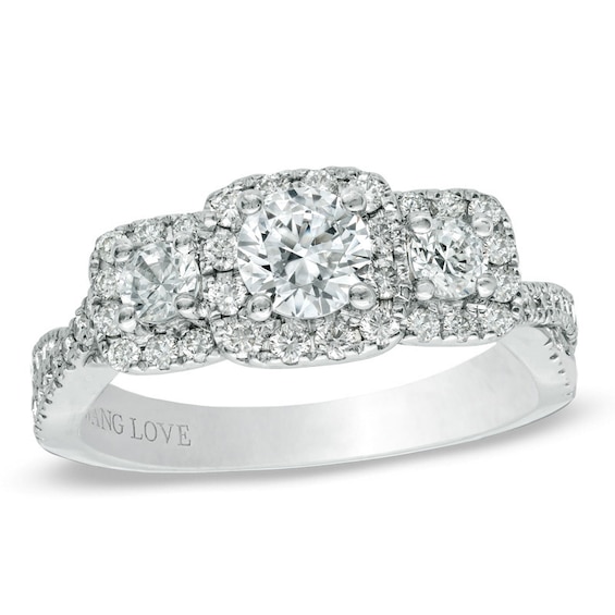 Previously Owned - Vera Wang Love Collection 1 CT. T.w. Diamond Three Stone Twist Engagement Ring in 14K White Gold