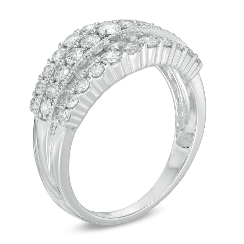Main Image 2 of Previously Owned - 1 CT. T.W. Diamond Multi-Row Anniversary Band in 10K White Gold