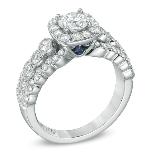 Previously Owned - Vera Wang Love Collection 1-1/2 CT. T.w. Diamond Frame Engagement Ring in 14K White Gold