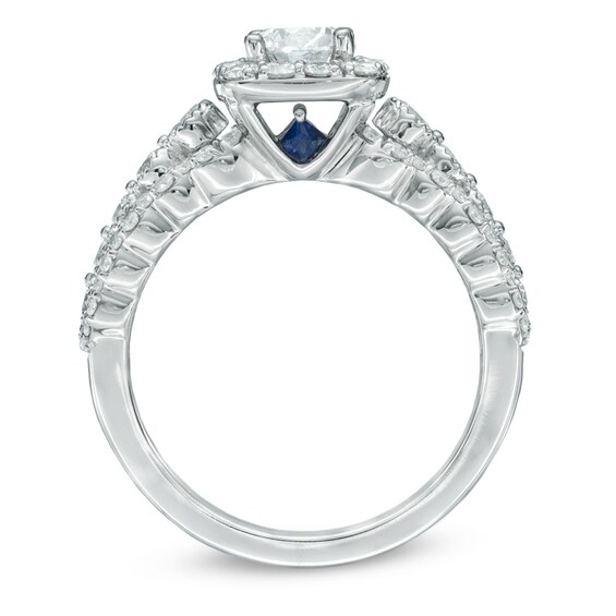 Previously Owned - Vera Wang Love Collection 1-1/2 CT. T.w. Diamond Frame Engagement Ring in 14K White Gold