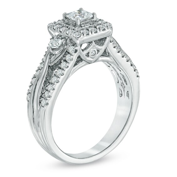 Previously Owned - Celebration GrandÂ® 1 CT. T.w. Princess-Cut Diamond Frame Engagement Ring in 14K White Gold (H-I/I1)