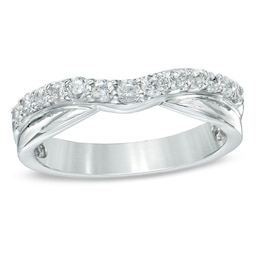Previously Owned - Celebration Lux® 3/8 CT. T.W. Diamond Twist Contour Wedding Band in 14K White Gold (I/SI2)