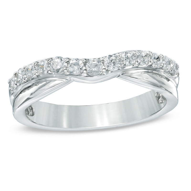 Main Image 1 of Previously Owned - Celebration Lux® 3/8 CT. T.W. Diamond Twist Contour Wedding Band in 14K White Gold (I/SI2)