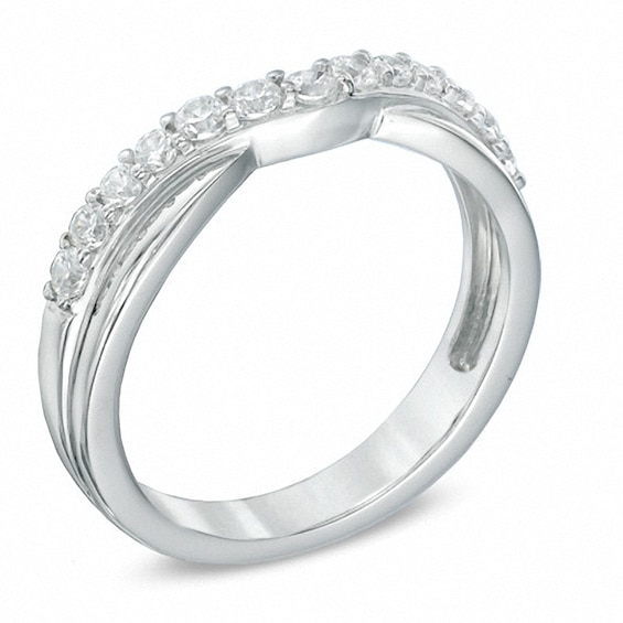 Previously Owned - Celebration Lux® 3/8 CT. T.w. Diamond Twist Contour Wedding Band in 14K White Gold (I/Si2)