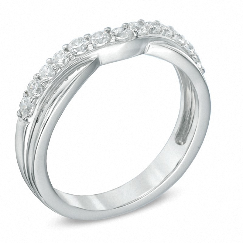Main Image 2 of Previously Owned - Celebration Lux® 3/8 CT. T.W. Diamond Twist Contour Wedding Band in 14K White Gold (I/SI2)