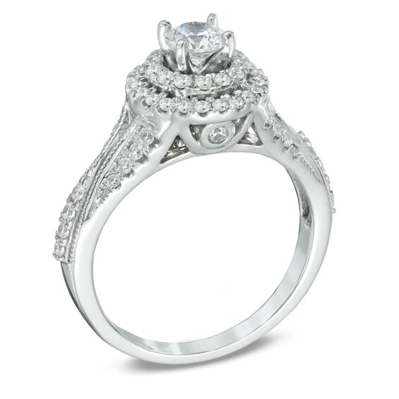 Previously Owned - Celebration GrandÂ® 1 CT. T.w. Diamond Double Frame Engagement Ring in 14K White Gold (H-I/I1)