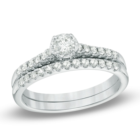 Previously Owned - 1/2 CT. T.w. Diamond Bridal Set in 10K White Gold
