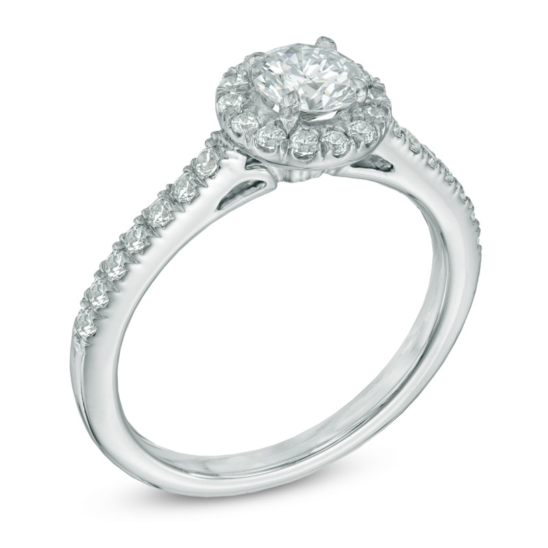 Main Image 2 of Previously Owned - Celebration Lux® 1 CT. T.W. Diamond Frame Engagement Ring in 18K White Gold (I/SI2)