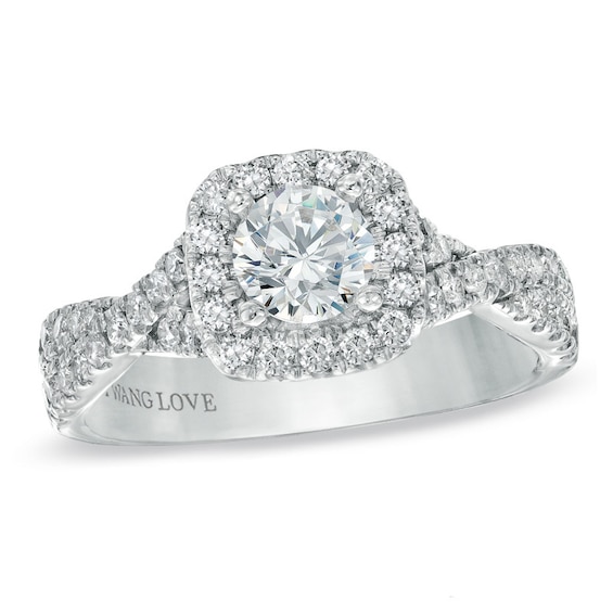 Previously Owned - Vera Wang Love Collection 1 CT. T.w. Diamond Frame Engagement Ring in 14K White Gold