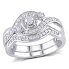 Thumbnail Image 1 of Previously Owned - 1/3 CT. T.W. Diamond Three Stone Slant Bridal Set in Sterling Silver